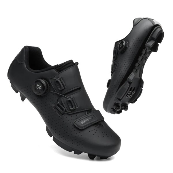 Zapatos de ciclismo MTB para hombre y mujer, zapatillas de ciclismo, zapatos de bicicleta de montaña y carretera, zapatillas antideslizantes para bicicleta todoterreno, zapatos de carreras de cuero 47