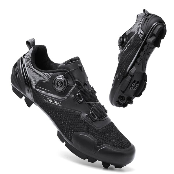 Zapatos de ciclismo MTB para hombre y mujer, zapatos antideslizantes con bloqueo automático para bicicleta de montaña, zapatillas de deporte de punto para carreras todoterreno para hombre