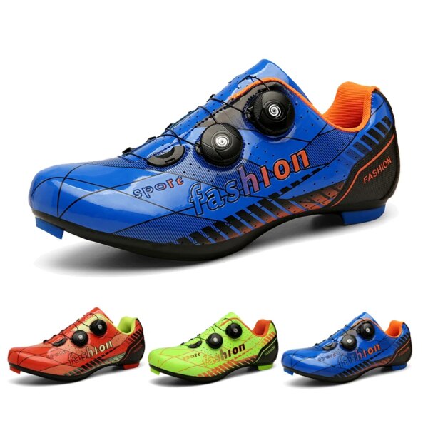 Zapatillas de ciclismo MTB para hombre y mujer, zapatos de entrenamiento físico con cordones para ciclismo, zapatos de bicicleta de carretera con autosujeción, zapatos planos para bicicleta de montaña