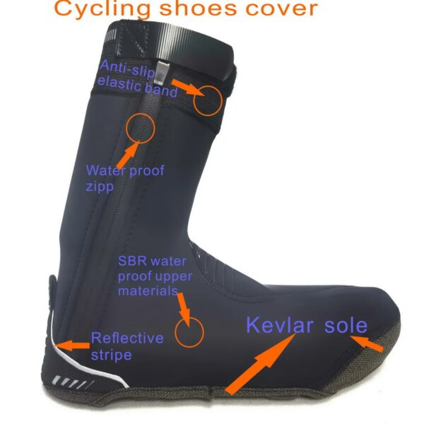 Cubierta antideslizante para zapatos de ciclismo de carretera, bota de ciclismo a prueba de agua y viento, protección para pies para temporada de invierno