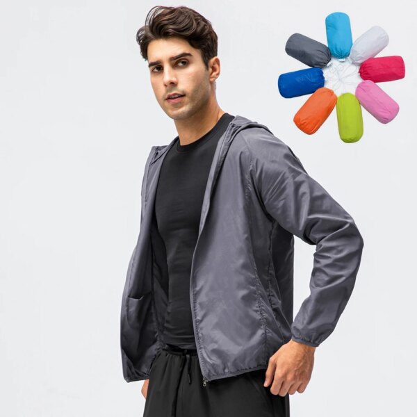 Chaquetas de ciclismo impermeables para hombre, cortavientos deportivo a prueba de viento, pesca, Camping, chaqueta con capucha, ropa de protección solar para montar en bicicleta