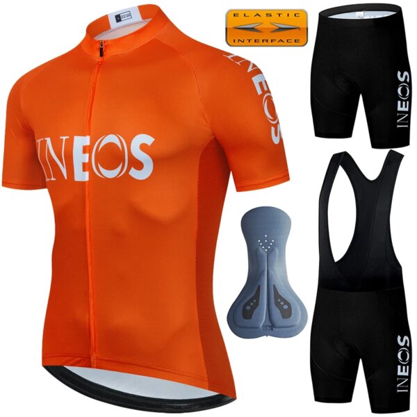 Conjunto de bicicleta para hombre, ropa de ciclismo INEOS, traje de verano 2024, conjunto de Jersey, blusa, babero, uniforme de carretera, pantalones, conjunto deportivo de Gel