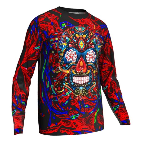 Hombre largo Motocross cuesta abajo Crossmax ciclismo Jersey montaña MTB bicicleta cráneo fantasma Camisa larga transpirable deportes Hong Tops correr