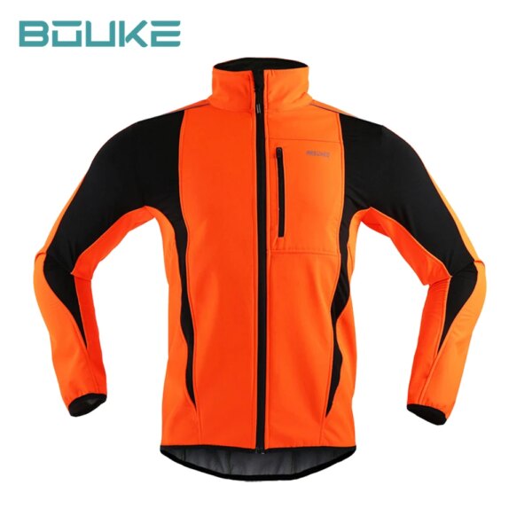 Jersey largo cálido a prueba de viento para hombre, chaqueta térmica de lana para ciclismo, chaqueta reflectante para bicicleta de montaña y carretera