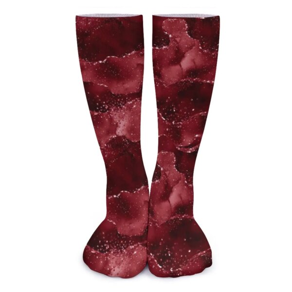 Medias con estampado de mármol, calcetines Harajuku con gráfico líquido dorado rojo, Calcetines antideslizantes de otoño para mujer, calcetines de calidad para ciclismo