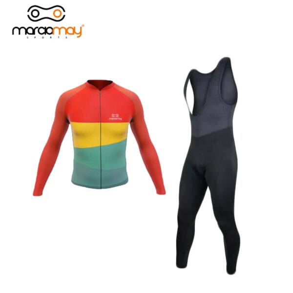 Marciomay Conjunto de Jersey de Ciclismo colorido para hombre, manga larga, transpirable, Maillot Ciclismo de montaña, ropa deportiva para bicicleta de carretera