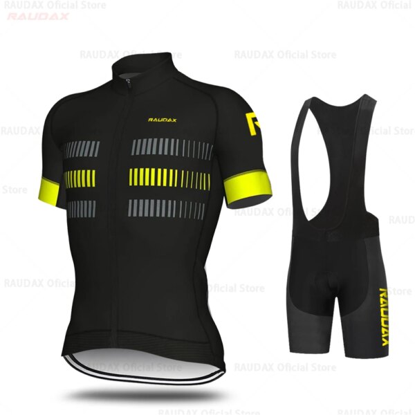 Conjunto de camisetas de Ciclismo para hombre, Ropa de Ciclismo del equipo Raudax, pantalones cortos con pechera para Ciclismo de montaña, camisetas de triatlón, 2024