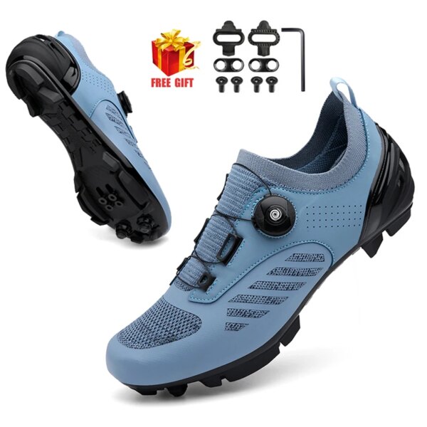 Zapatos de ciclismo para hombre, tacos SPD MTB para Shimano, zapatillas transpirables de velocidad para bicicleta de carretera, zapatos de bicicleta de montaña con Pedal plano para carreras