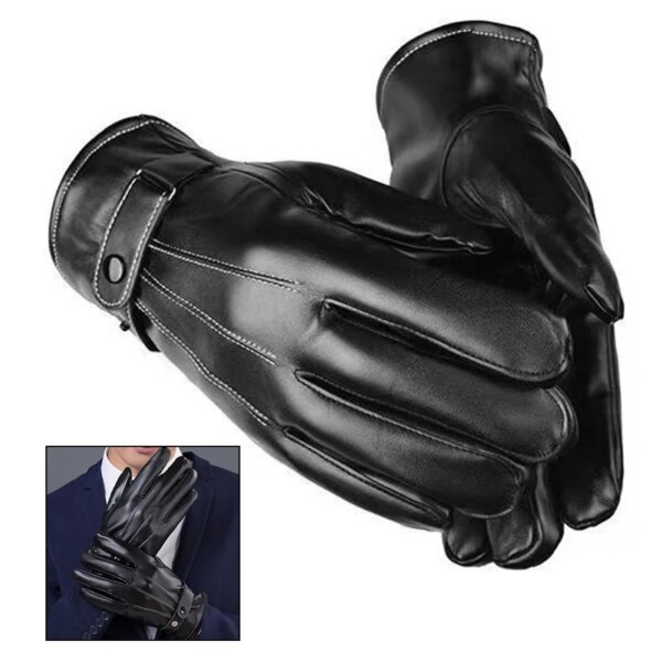 Guantes de dedo completo para hombre, protección impermeable, guantes para montar, cierre de botón ajustable para acampar, escalar, senderismo, deportes al aire libre