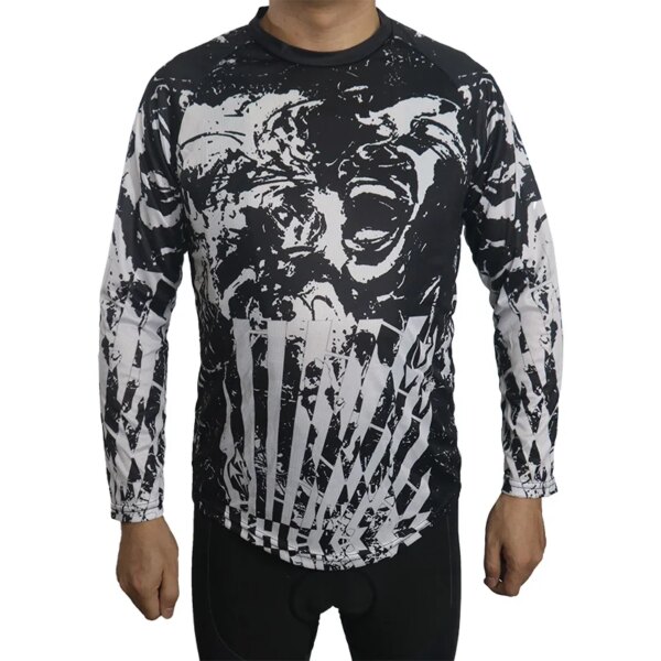 Camisetas de manga larga para bicicleta de montaña para hombre, camisetas de carretera para adultos, ropa forrada para Motocross, camiseta negra para ciclismo, deporte para descenso
