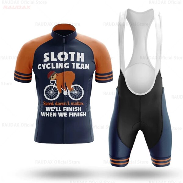 Conjunto de Jersey de Ciclismo para hombre, Ropa de Ciclismo del equipo Sloth, Ropa de Ciclismo para bicicleta de montaña, conjunto de pantalones cortos con pechera transpirables, 2022