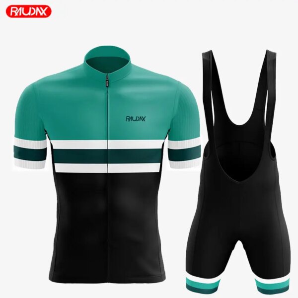 Conjunto de Jersey de Ciclismo para hombre, Ropa de Ciclismo del equipo RAUDAX 2023, Ropa de Ciclismo para bicicleta de montaña, conjunto de pantalones cortos con pechera transpirables de verano 2023