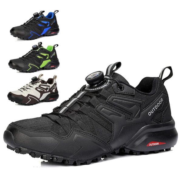 Zapatillas de ciclismo para hombre, zapatos MTB, zapatos de motocicleta, zapatos de cuero impermeables para bicicleta, zapatillas de senderismo al aire libre, zapatillas deportivas con cordones para bicicleta