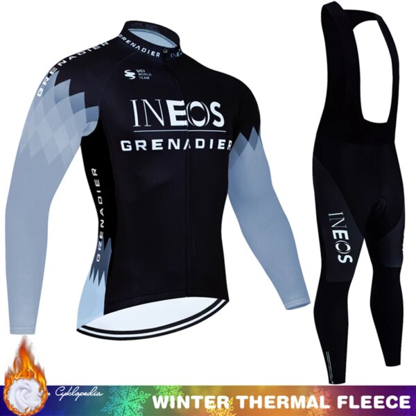 Traje de ciclismo para hombre, Jersey térmico de lana para invierno, ropa para hombre Mtb, conjunto de pantalones Tricuta Maillot, babero, uniforme de bicicleta de carretera 2024