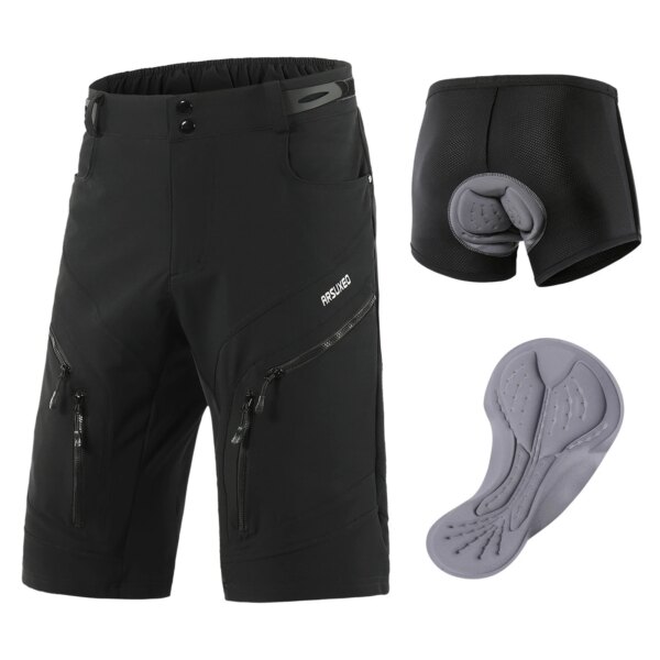 Pantalones cortos de bicicleta acolchados desmontables para hombre con bolsillos pantalones cortos de ciclismo transpirables pantalones cortos de senderismo ropa interior de ciclismo de carretera