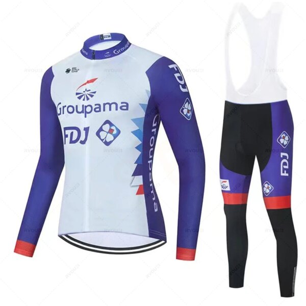 Conjuntos de Jersey de ciclismo para hombre Fdj Team, transpirable, manga larga, trajes de ropa para bicicleta MTB, otoño, primavera, nuevo, 2024