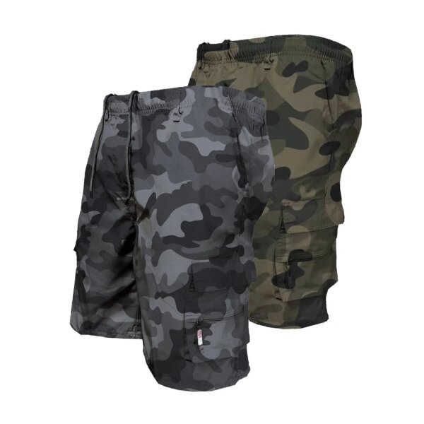 Pantalones cortos militares de carga para hombre, pantalones cortos tácticos de camuflaje con cordón sueltos informales para hombre, pantalones cortos de deportes de senderismo, ropa