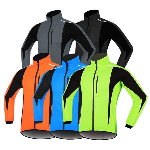 Chaqueta de ciclismo para hombre, resistente al agua, de forro polar, cálida, resistente al viento, acolchada