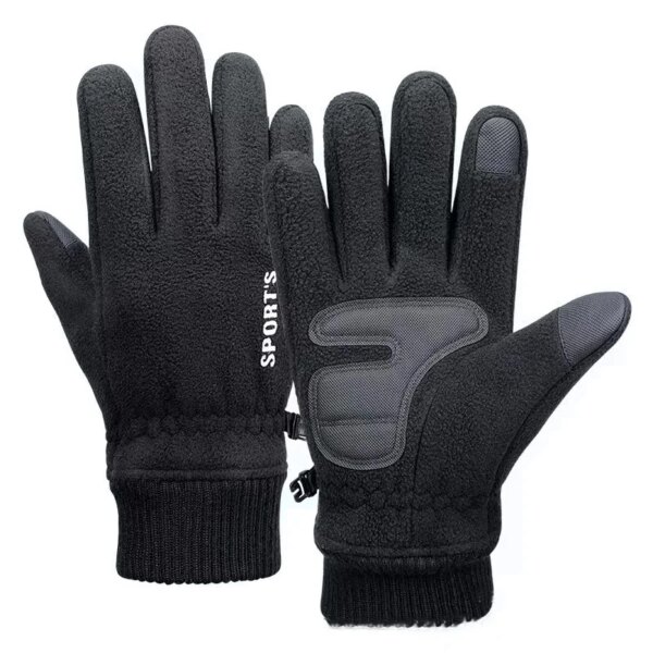 Guantes de invierno para hombre, guantes cálidos de lana con dedos completos a prueba de viento, guantes de ciclismo con pantalla táctil para conducir deportes al aire libre