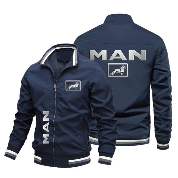 Chaqueta con Cremallera para Hombre Chaqueta Estampada con Logo de Coche MAN para Hombre Chaqueta Entallada de Moda de Primavera y otoño Chaqueta Informal para Montar en Moto para Hombre