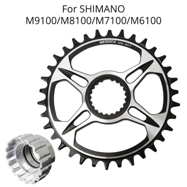 Plato ancho y estrecho Meroca para Shimano M6100 M7100 M8100 M9100 manivela de montaje directo 32T 34T 36T 38T 12S juego de bielas de corona única