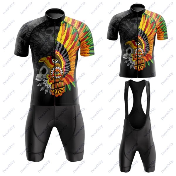 Conjunto de Jersey de ciclismo para hombre, uniforme de bicicleta de montaña, pantalones cortos y pechera, maillot de ciclismo para hombre, equipo de bicicleta de verano de México