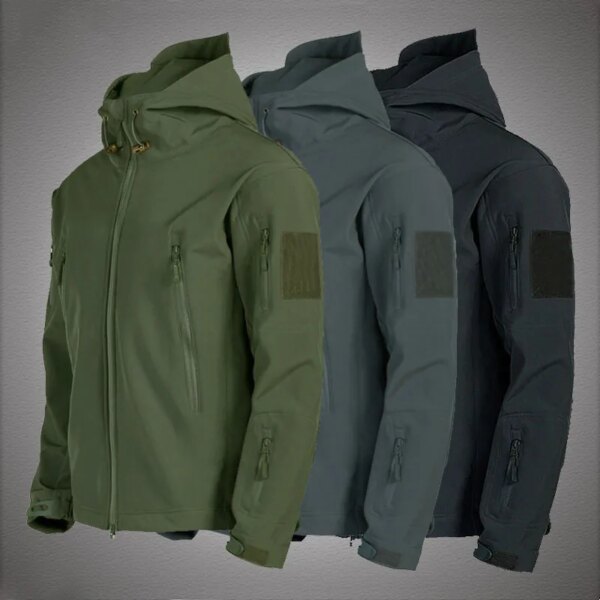 Chaquetas militares de piel de tiburón para hombre, chaquetas tácticas impermeables a prueba de viento, chaquetas de combate del ejército, abrigos Bomber con capucha para hombre