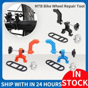 Mini soporte para rueda de bicicleta, herramientas de reparación de ajuste de llantas de bicicleta, herramienta de reparación de ruedas de bicicleta de montaña con llave, accesorios para ciclismo