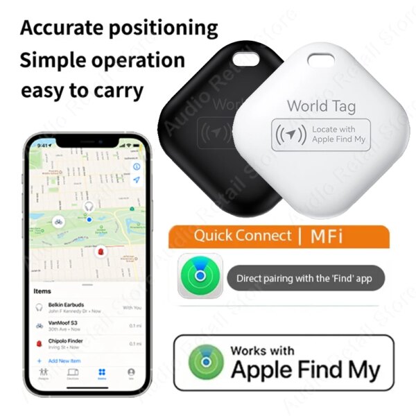 Buscador de mini llaves Rastreador Bluetooth Funciona con Apple Find My (solo iOS) Etiqueta inteligente Localizador GPS Dispositivo de rastreo Buscador de artículos para automóviles para mascotas