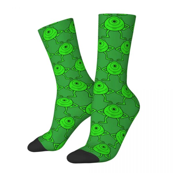 Calcetines de Monsters Inc. Mike Wazowski Cyclops, calcetines de mujer para hombre, calcetines de tubo medio Harajuku para primavera, verano, Otoño e Invierno, regalos