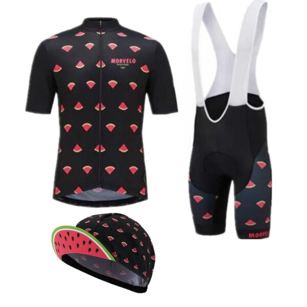 Morvelo sandía ciclismo conjuntos de Jersey + gorras de manga corta bicicleta de carreras ropa de ciclismo ropa de ciclismo para hombres ropa deportiva