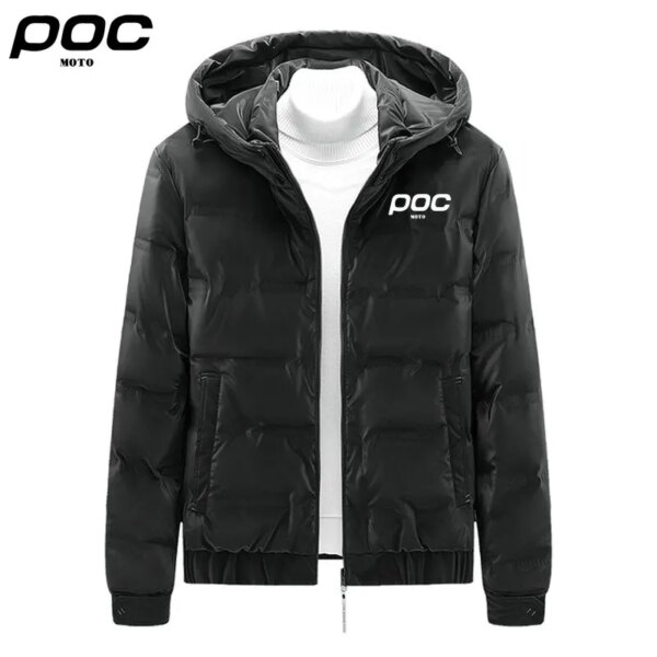 Moto Poc-Chaqueta de invierno para ciclismo para hombre, abrigo grueso con capucha, Parka, chaquetas de pato de Blanco sólido, sombrero para hombre, abrigos acolchados desmontables