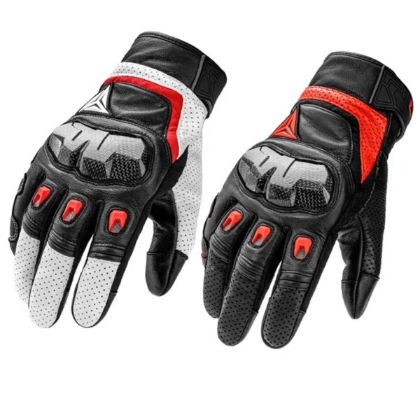 Guantes de motocicleta Guantes de cuero Ciclismo Moto Guantes Moto Motocross Bicicleta Pantalla táctil Dedo completo Protección transpirable