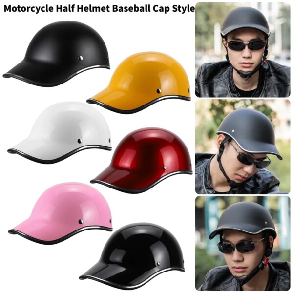 Medio casco de motocicleta estilo gorra de béisbol casco de mujer cascos de bicicleta eléctrica para adultos bicicleta hombres Scooter clásico Luz de montaña