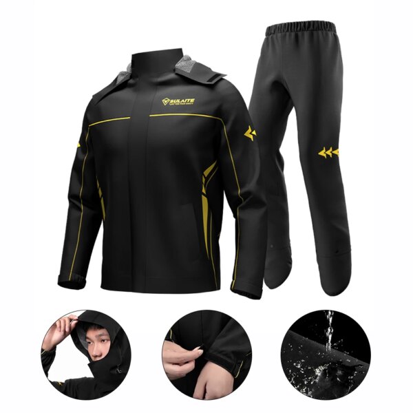 Chubasquero con capucha para motocicleta para hombre, ropa impermeable para exteriores, cubierta para zapatos, chubasquero ultrafino, chaqueta para pesca y escalada