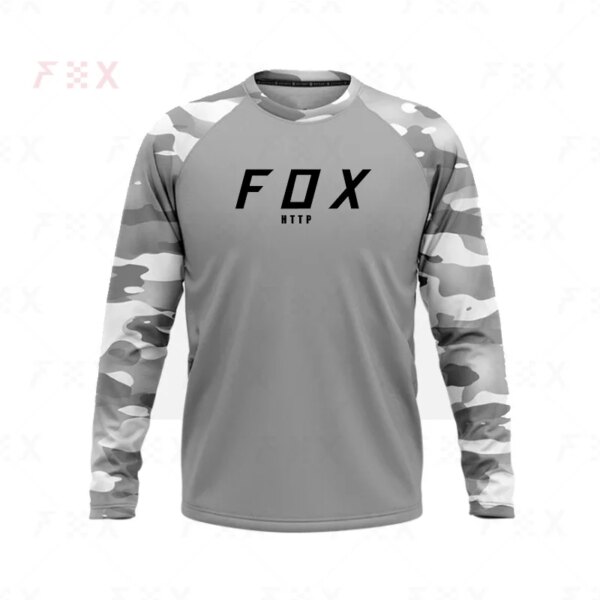 Camiseta para equipo de bicicleta de montaña, camiseta para descensos MTB Offroad DH, camiseta locomotora para bicicleta de montaña y campo traviesa, Camuflaje