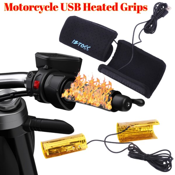 Empuñaduras calentadas por USB para motocicleta, manillares para bicicleta, empuñaduras eléctricas calentadas por USB, calentador de invierno, manillar de bicicleta, empuñaduras extraíbles