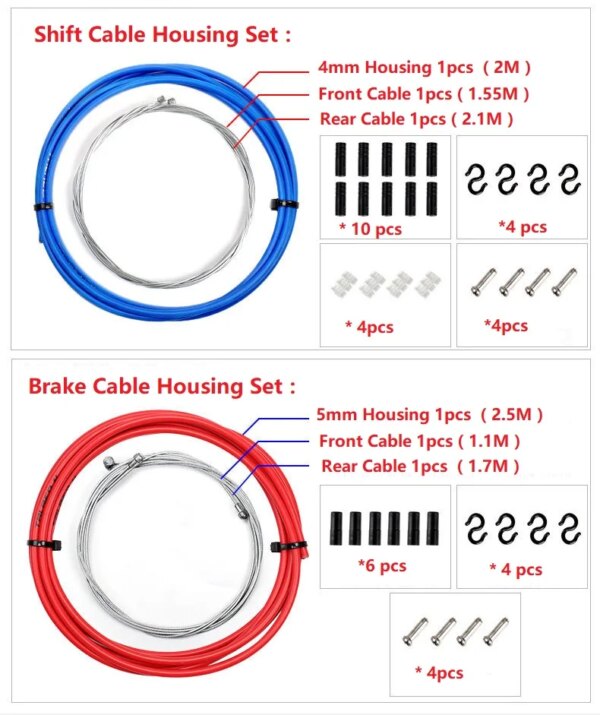 Cable de freno de palanca de cambios para bicicleta de montaña y carcasa, juego de carcasa de Cable de cambio, tubo de línea de bicicleta plegable para bicicleta de carretera MTB