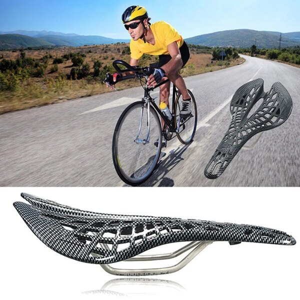 Sillín de fibra de carbono para bicicleta de montaña y carretera, asiento hueco profesional, piezas para ciclismo de montaña