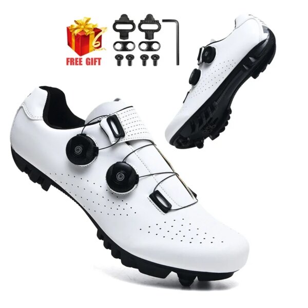 Zapatillas de ciclismo Mtb para hombre, tacos autoblocantes, zapatos de carreras para bicicleta de carretera, zapatos de ciclismo de montaña, zapatillas planas de velocidad para mujer, bicicleta SPD