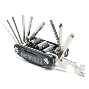 Kit de herramientas para reparación de bicicletas, multiuso 16 en 1, llave hexagonal, tuerca, reparación de neumáticos, llave Allen hexagonal, destornillador, varilla de extensión