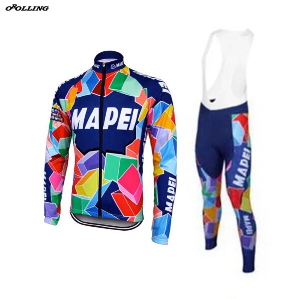 Conjuntos de ciclismo de manga larga, Jersey, pantalones, multifino/invierno, polar térmico, clásico, nuevos colores del equipo, orolling personalizado