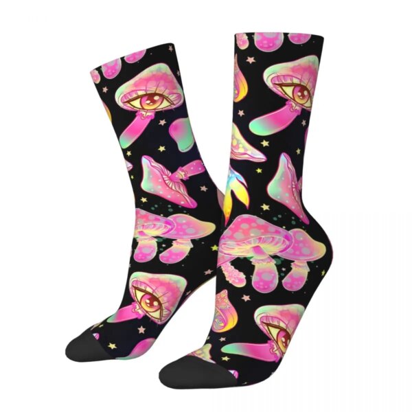 Setas Trippy Colorido Rosa Amarillo Naranja Arte Psicodélico Hombres Mujeres Calcetines Ciclismo Novedad Primavera Verano Otoño Invierno Regalo