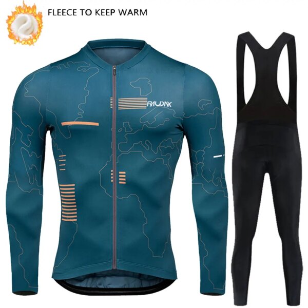 RAUDAX-Conjunto de Jersey de ciclismo de carreras para hombre, Jersey de lana cálido para bicicleta, triatlón, bicicleta de carretera, ropa de ciclismo de manga larga, invierno, 2023