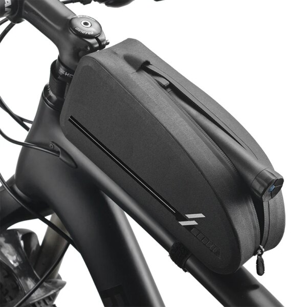 NEWBOLER-bolsa para bicicleta resistente al agua, bolsa para cuadro de tubo frontal, gran capacidad, alforja para bicicleta de montaña y carretera, accesorios negros para bicicleta