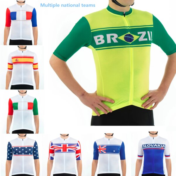 Equipos nacionales ciclismo Jersey verano transpirable masculino manga corta ropa de bicicleta camiseta de ciclismo ropa de ciclismo de montaña