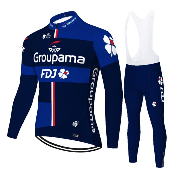 Nuevo 2024 FDJ Conjunto de jersey de ciclismo wielerkleding heren verano primavera kit de ciclismo de manga larga hombres 20D gel pantalones de ciclismo de secado rápido