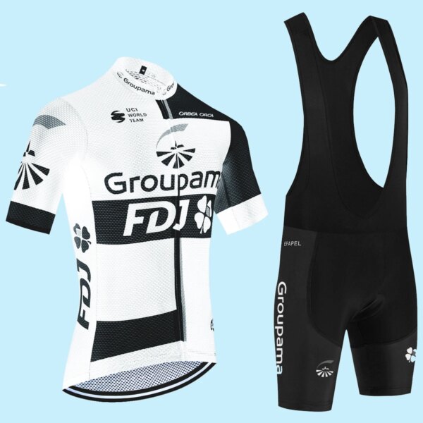 Nuevo 2024 conjunto de Ciclismo de secado rápido FDJ equipo bicicleta Jersey conjunto de pantalones cortos Ropa Ciclismo Jersey Maillot Ropa