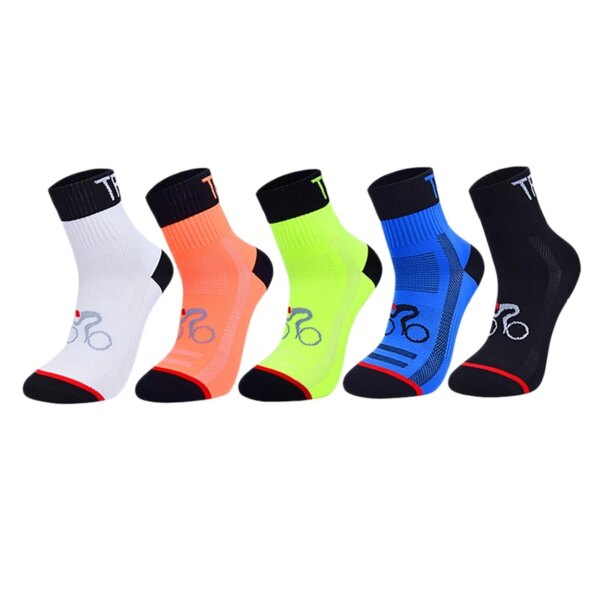 New-5Pair calcetines de ciclismo para hombre y mujer, calcetines transpirables para bicicleta, antideslizantes, absorben el sudor, protegen los pies, calcetines deportivos