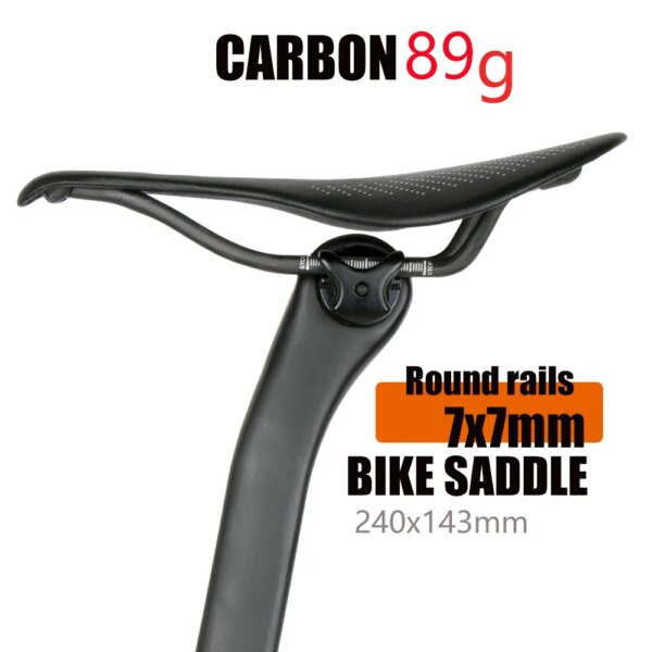 Nuevo Sillín de bicicleta de carbono EVA de 89g, cómodo sillín ultraligero, sillín MTB de 7x7mm, instalación de bicicleta de carreras 240*143MM